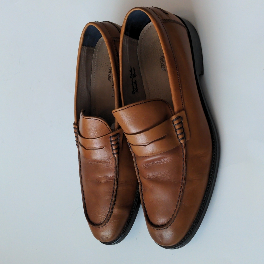 Banana Republic Ortholite Italian Leather Camel Color Loafers Size 8.5